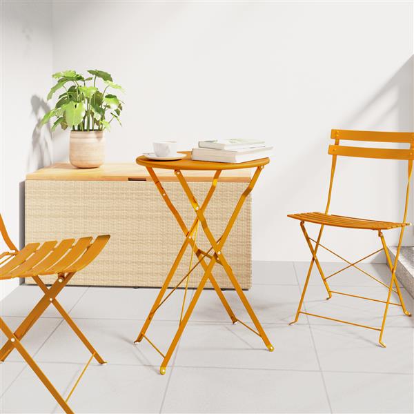Grote foto vidaxl bistrotafel mosterdgeel 50x71 cm poedercoating staal tuin en terras tuinmeubelen