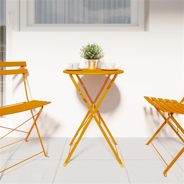 Grote foto vidaxl bistrotafel mosterdgeel 50x71 cm poedercoating staal tuin en terras tuinmeubelen
