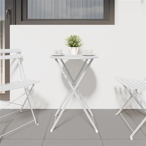 Grote foto vidaxl bistrotafel wit 50x71 cm poedercoating staal tuin en terras tuinmeubelen