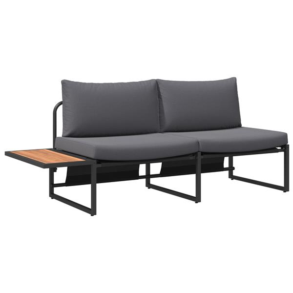 Grote foto vidaxl tuinbank met kussen bruin 200.5 x 70 x 85.5cm metaal tuin en terras tuinmeubelen