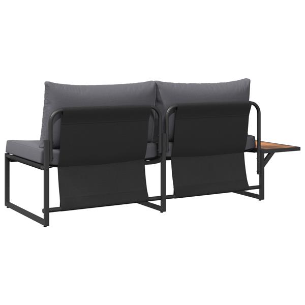 Grote foto vidaxl tuinbank met kussen bruin 200.5 x 70 x 85.5cm metaal tuin en terras tuinmeubelen