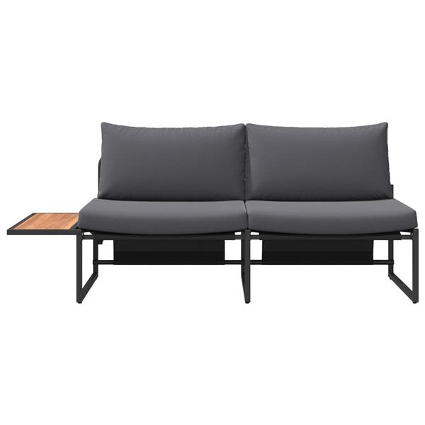 Grote foto vidaxl tuinbank met kussen bruin 200.5 x 70 x 85.5cm metaal tuin en terras tuinmeubelen
