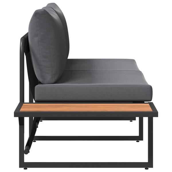 Grote foto vidaxl tuinbank met kussen bruin 200.5 x 70 x 85.5cm metaal tuin en terras tuinmeubelen