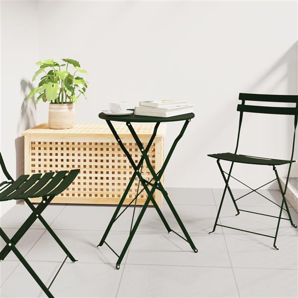 Grote foto vidaxl bistrotafel donkergroen 50x71 cm poedercoating staal tuin en terras tuinmeubelen