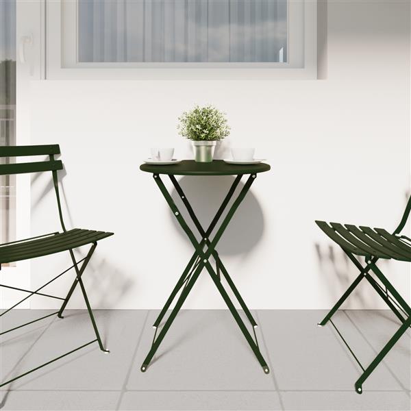 Grote foto vidaxl bistrotafel donkergroen 50x71 cm poedercoating staal tuin en terras tuinmeubelen