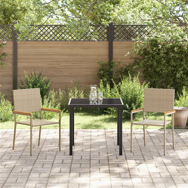 Grote foto vidaxl tuinstapelstoelen 2 pcs cr me en bruin tuin en terras tuinmeubelen