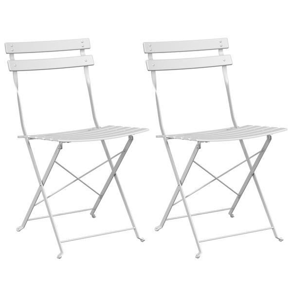 Grote foto vidaxl tuin opvouwbare stoel 2 pcs wit 42 x 46 x 82cm staal tuin en terras tuinmeubelen