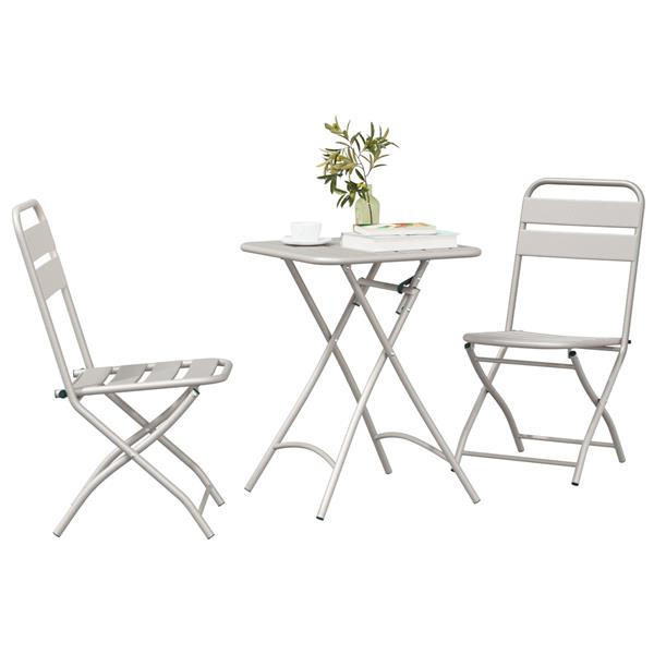 Grote foto vidaxl bistroset 3 pcs beige staal tuin en terras tuinmeubelen