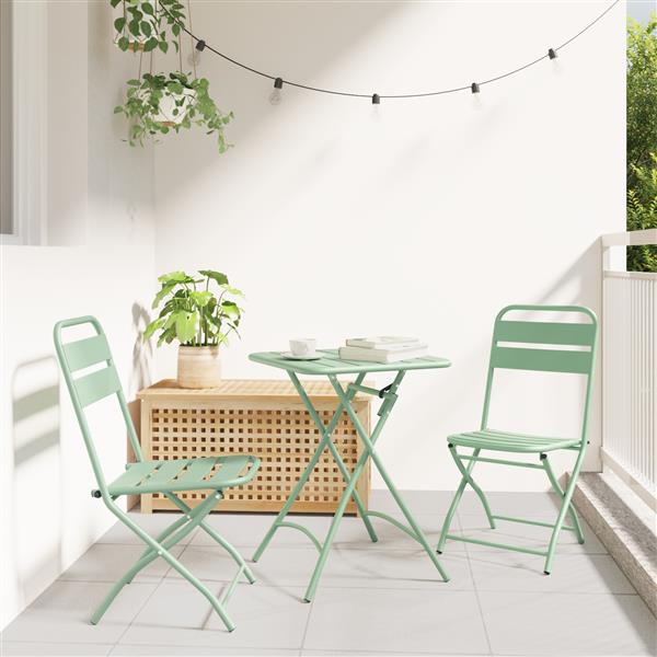 Grote foto vidaxl bistroset 3 pcs licht munt staal tuin en terras tuinmeubelen