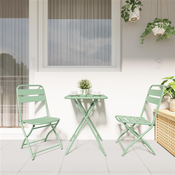 Grote foto vidaxl bistroset 3 pcs licht munt staal tuin en terras tuinmeubelen