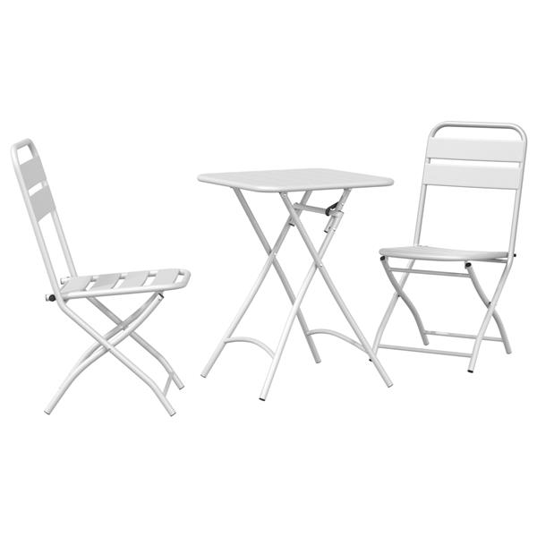 Grote foto vidaxl bistroset 3 pcs wit staal tuin en terras tuinmeubelen