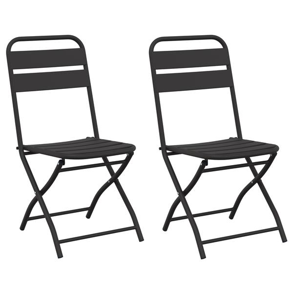 Grote foto vidaxl tuin opvouwbare stoel 2 pcs antraciet 55 x 56.5 x 91cm staal tuin en terras tuinmeubelen