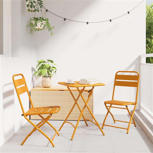 Grote foto vidaxl tuin opvouwbare stoel 2 pcs mosterdgeel 55 x 56.5 x 91cm staal tuin en terras tuinmeubelen