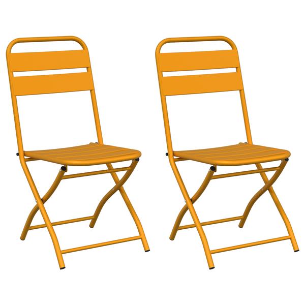 Grote foto vidaxl tuin opvouwbare stoel 2 pcs mosterdgeel 55 x 56.5 x 91cm staal tuin en terras tuinmeubelen