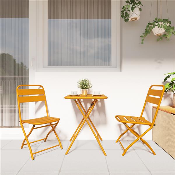 Grote foto vidaxl tuin opvouwbare stoel 2 pcs mosterdgeel 55 x 56.5 x 91cm staal tuin en terras tuinmeubelen
