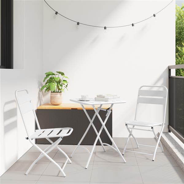 Grote foto vidaxl tuin opvouwbare stoel 2 pcs wit 55 x 56.5 x 91cm staal tuin en terras tuinmeubelen