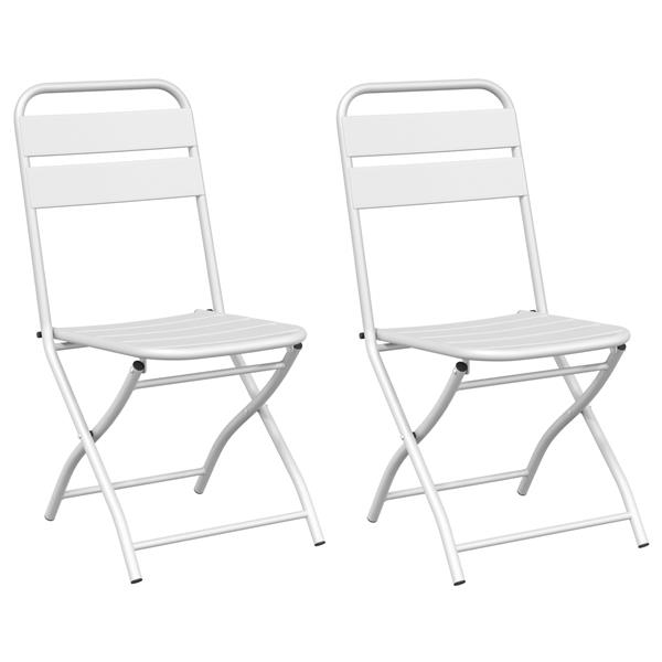 Grote foto vidaxl tuin opvouwbare stoel 2 pcs wit 55 x 56.5 x 91cm staal tuin en terras tuinmeubelen