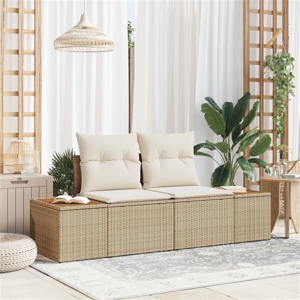 Grote foto vidaxl tuinbank beige 184 x 62 x 85cm poly rattan tuin en terras tuinmeubelen