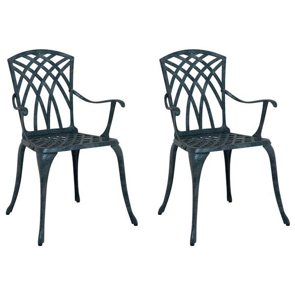 Grote foto vidaxl tuinstoel 2 pcs groen 55 x 56.5 x 91cm aluminium tuin en terras tuinmeubelen