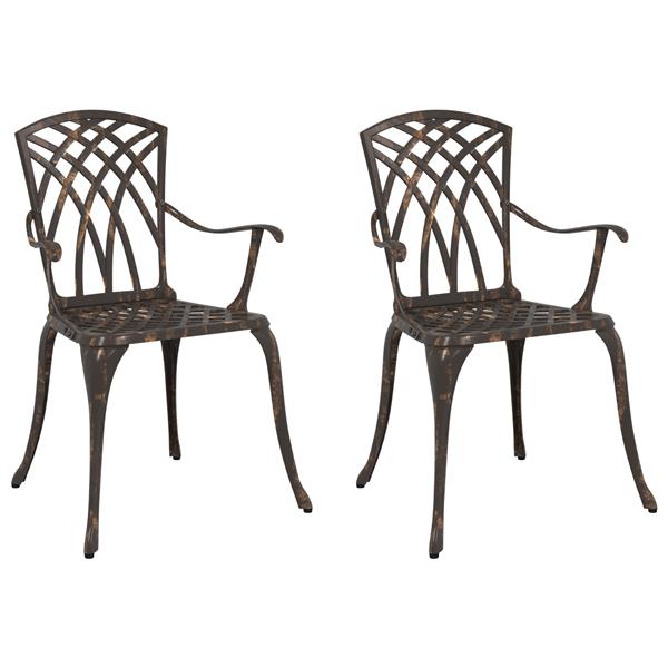 Grote foto vidaxl tuinstoel 2 pcs brons 55 x 56.5 x 91cm aluminium tuin en terras tuinmeubelen