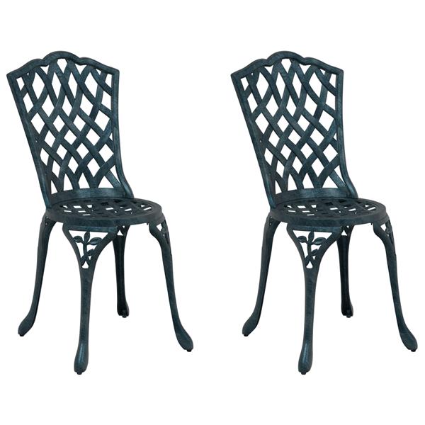 Grote foto vidaxl tuinstoel met kussen 2 pcs groen 55 x 56.5 x 91cm aluminium tuin en terras tuinmeubelen