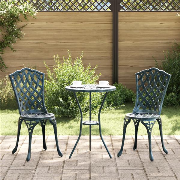 Grote foto vidaxl tuin bistro set 3 pcs groen aluminium tuin en terras tuinmeubelen
