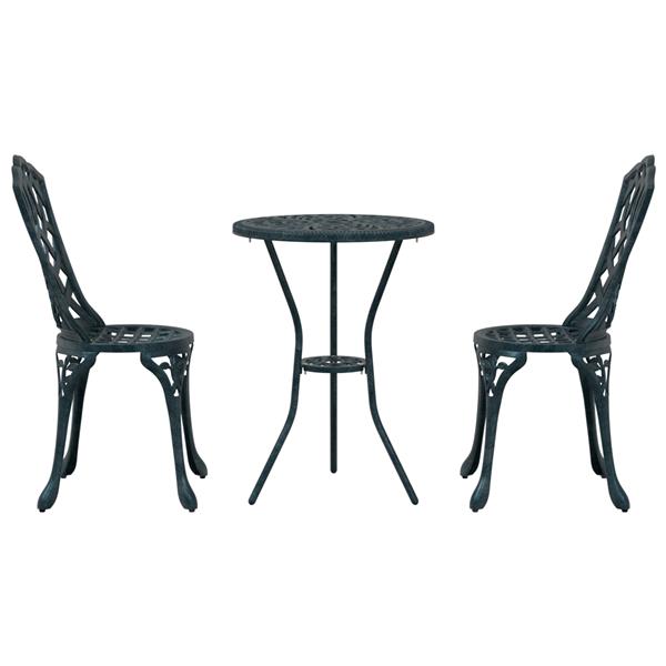 Grote foto vidaxl tuin bistro set 3 pcs groen aluminium tuin en terras tuinmeubelen