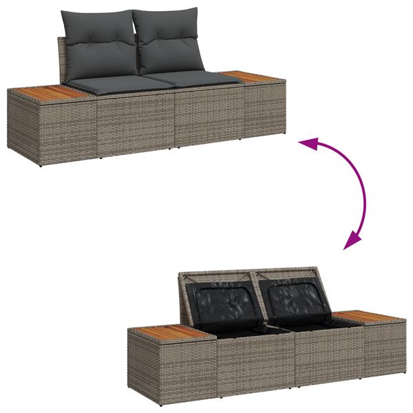 Grote foto vidaxl tuinbank grijs 184 x 62 x 85cm poly rattan tuin en terras tuinmeubelen