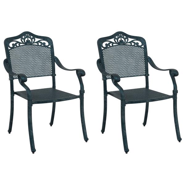 Grote foto vidaxl tuinstoel 2 pcs groen 55 x 56.5 x 91cm aluminium tuin en terras tuinmeubelen