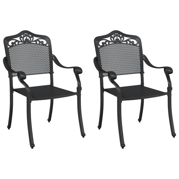 Grote foto vidaxl tuinstoel 2 pcs zwart 55 x 56.5 x 91cm aluminium tuin en terras tuinmeubelen