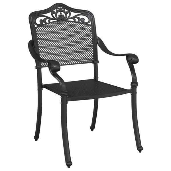 Grote foto vidaxl tuinstoel 2 pcs zwart 55 x 56.5 x 91cm aluminium tuin en terras tuinmeubelen
