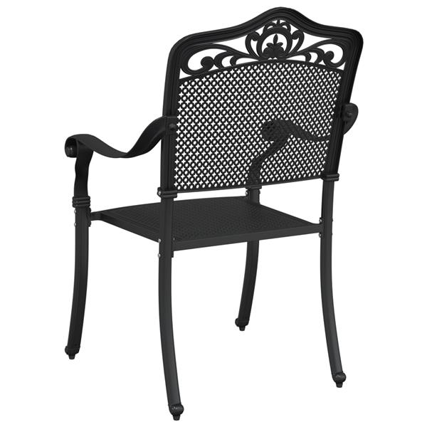 Grote foto vidaxl tuinstoel 2 pcs zwart 55 x 56.5 x 91cm aluminium tuin en terras tuinmeubelen