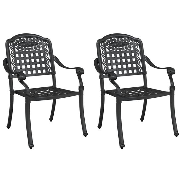 Grote foto vidaxl tuinstoel 2 pcs zwart 55 x 56.5 x 91cm aluminium tuin en terras tuinmeubelen