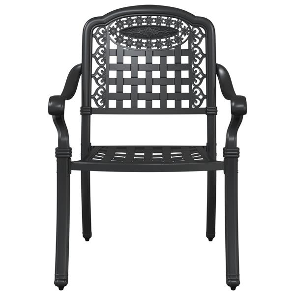Grote foto vidaxl tuinstoel 2 pcs zwart 55 x 56.5 x 91cm aluminium tuin en terras tuinmeubelen