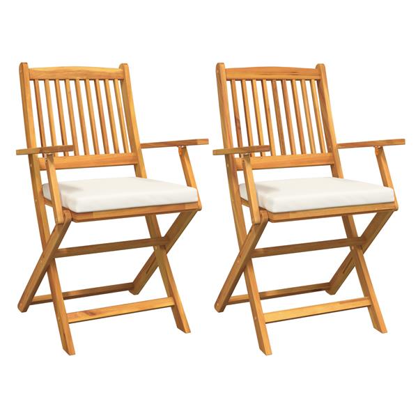 Grote foto vidaxl opvouwbare stoel 2 pcs wit 49 x 57 5 x 92cm massief acaciahout tuin en terras tuinmeubelen
