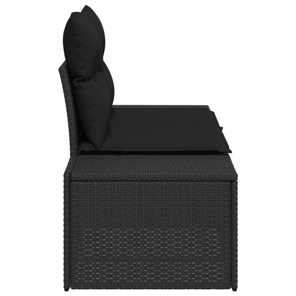 Grote foto vidaxl tuinbank zwart 123 x 62 x 69cm poly rattan tuin en terras tuinmeubelen