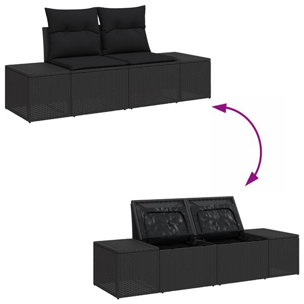 Grote foto vidaxl tuinbank zwart 123 x 62 x 69cm poly rattan tuin en terras tuinmeubelen