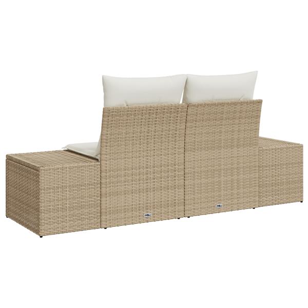 Grote foto vidaxl tuinbank met kussen beige 123 x 62 x 69cm poly rattan tuin en terras tuinmeubelen