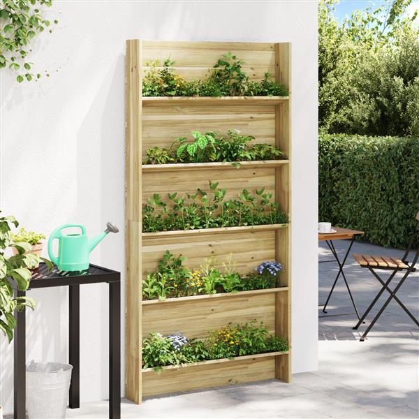 Grote foto vidaxl plantenstandaard met plank bruin 90 x 15 x 180 cm tuin en terras overige tuin en terras