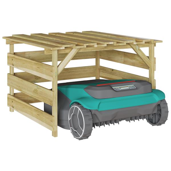 Grote foto vidaxl robotmaaiergarage bruin 84 x 80 x 56 cm tuin en terras tuinhuisjes en blokhutten