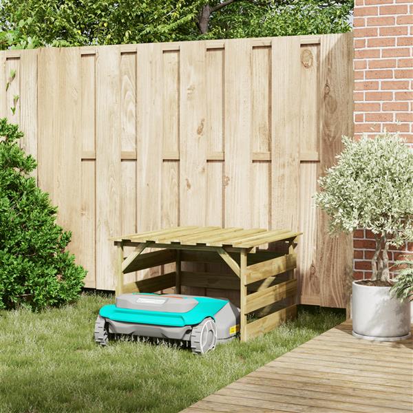 Grote foto vidaxl robotmaaiergarage bruin 84 x 80 x 56 cm tuin en terras tuinhuisjes en blokhutten