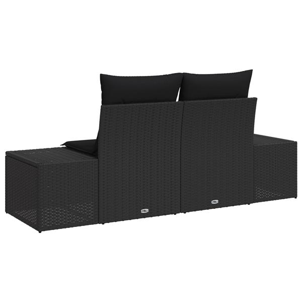 Grote foto vidaxl tuinbank met kussen zwart 123 x 62 x 69cm poly rattan tuin en terras tuinmeubelen