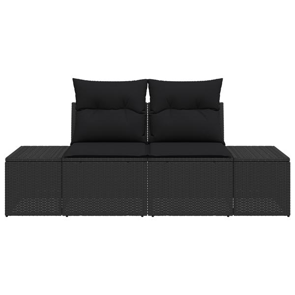 Grote foto vidaxl tuinbank met kussen zwart 123 x 62 x 69cm poly rattan tuin en terras tuinmeubelen