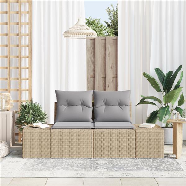 Grote foto vidaxl tuinbank beige 123 x 62 x 69cm poly rattan tuin en terras tuinmeubelen