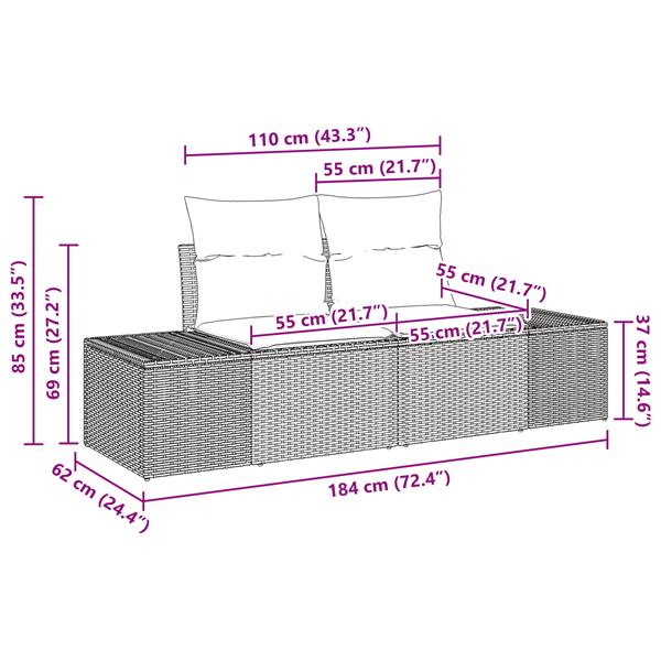 Grote foto vidaxl tuinbank beige 123 x 62 x 69cm poly rattan tuin en terras tuinmeubelen