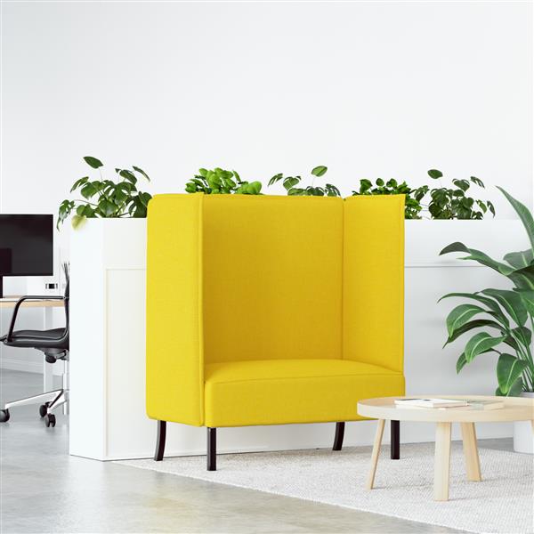 Grote foto vidaxl hoge rug bank lichtgeel 109 x 56 x 121 cm stof huis en inrichting bankstellen