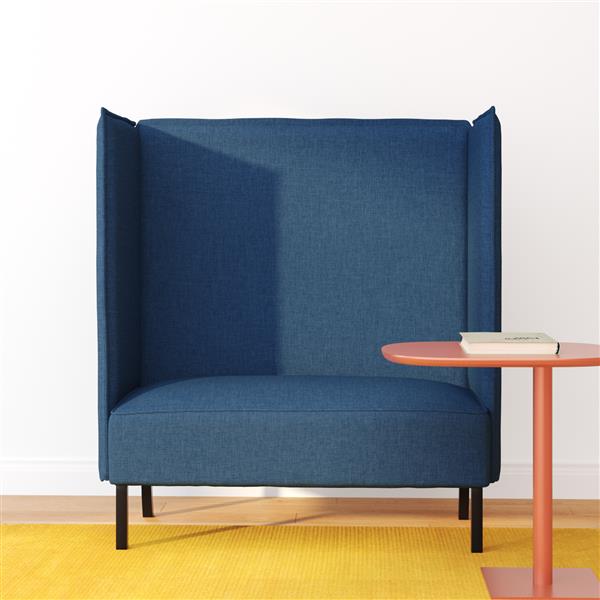 Grote foto vidaxl hoge rug bank blauw 109 x 56 x 121 cm stof huis en inrichting bankstellen