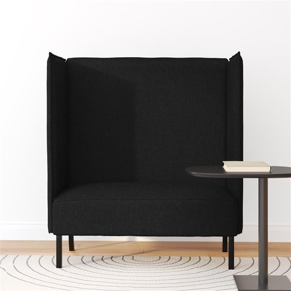 Grote foto vidaxl hoge rug bank zwart 109 x 56 x 121 cm stof huis en inrichting bankstellen