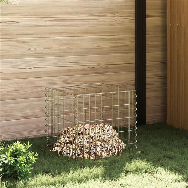 Grote foto vidaxl composteerder grijs staal tuin en terras hekken en schuttingen