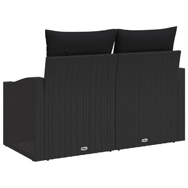 Grote foto vidaxl tuinbank met kussen zwart 123 x 62 x 69cm poly rattan tuin en terras tuinmeubelen